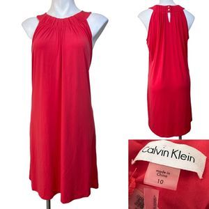 10 Calvin Klein pink sleeveless halter neck sheath dress